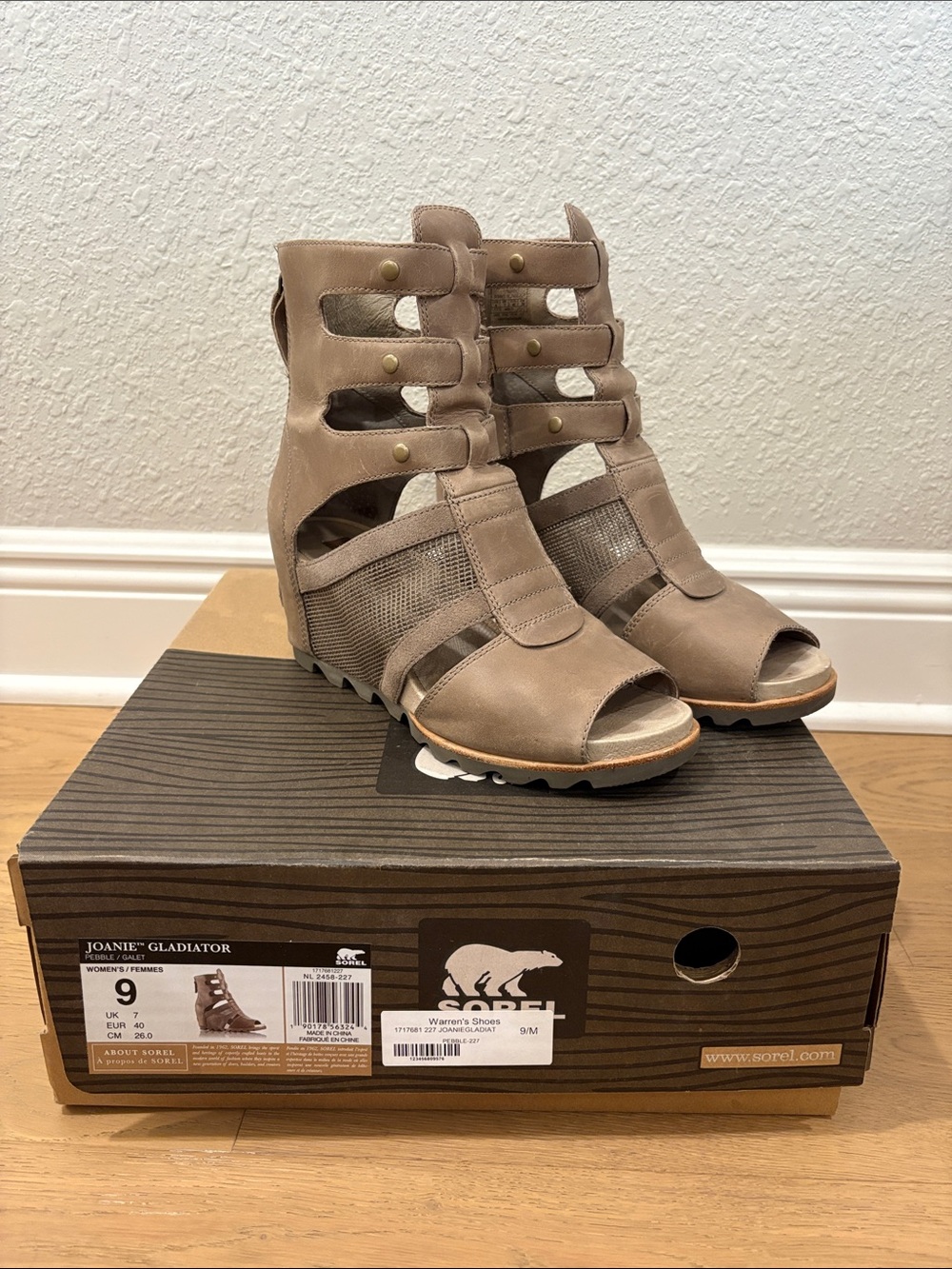 Sorel Joanie Gladiator Wedge Sandal - Taupe Beige